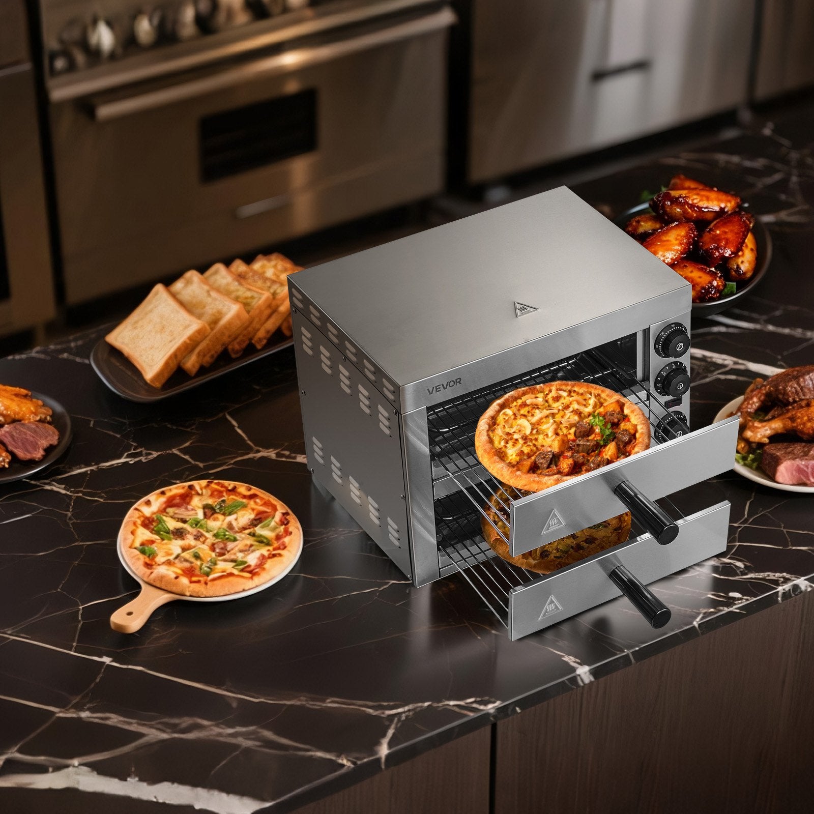 Electric Pizza Oven for Countertops, 12-inch, 1700W, with Temp Control