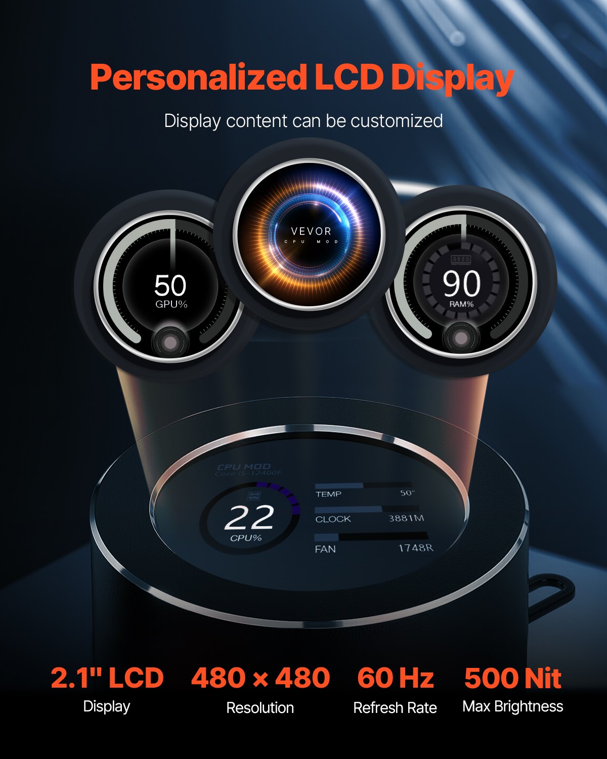 CPU Liquid Cooler, AIO CPU Water Cooler - 3 x 120mm PWN Fans, Pump &