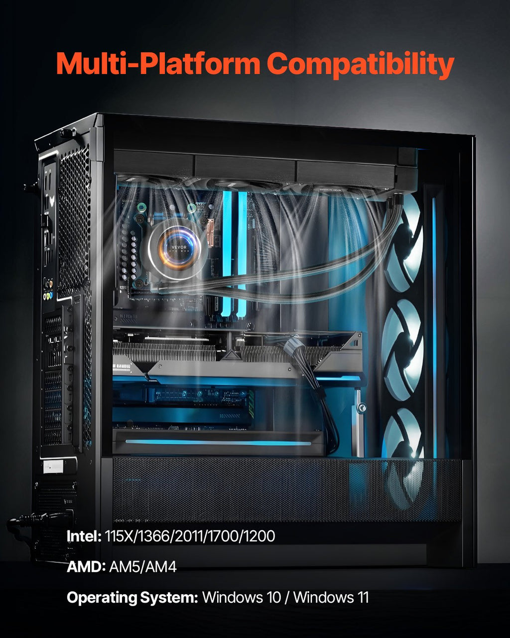 CPU Liquid Cooler, AIO CPU Water Cooler - 3 x 120mm PWN Fans, Pump &