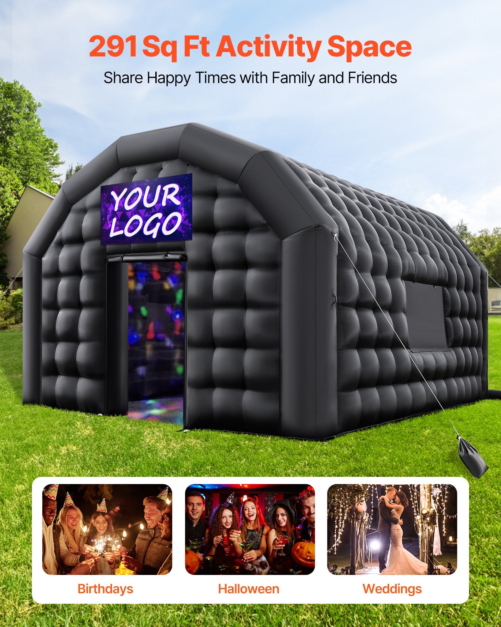 Inflatable Nightclub, 5.4 x 5 x 4.2 m Inflatable Party Tent with 680W