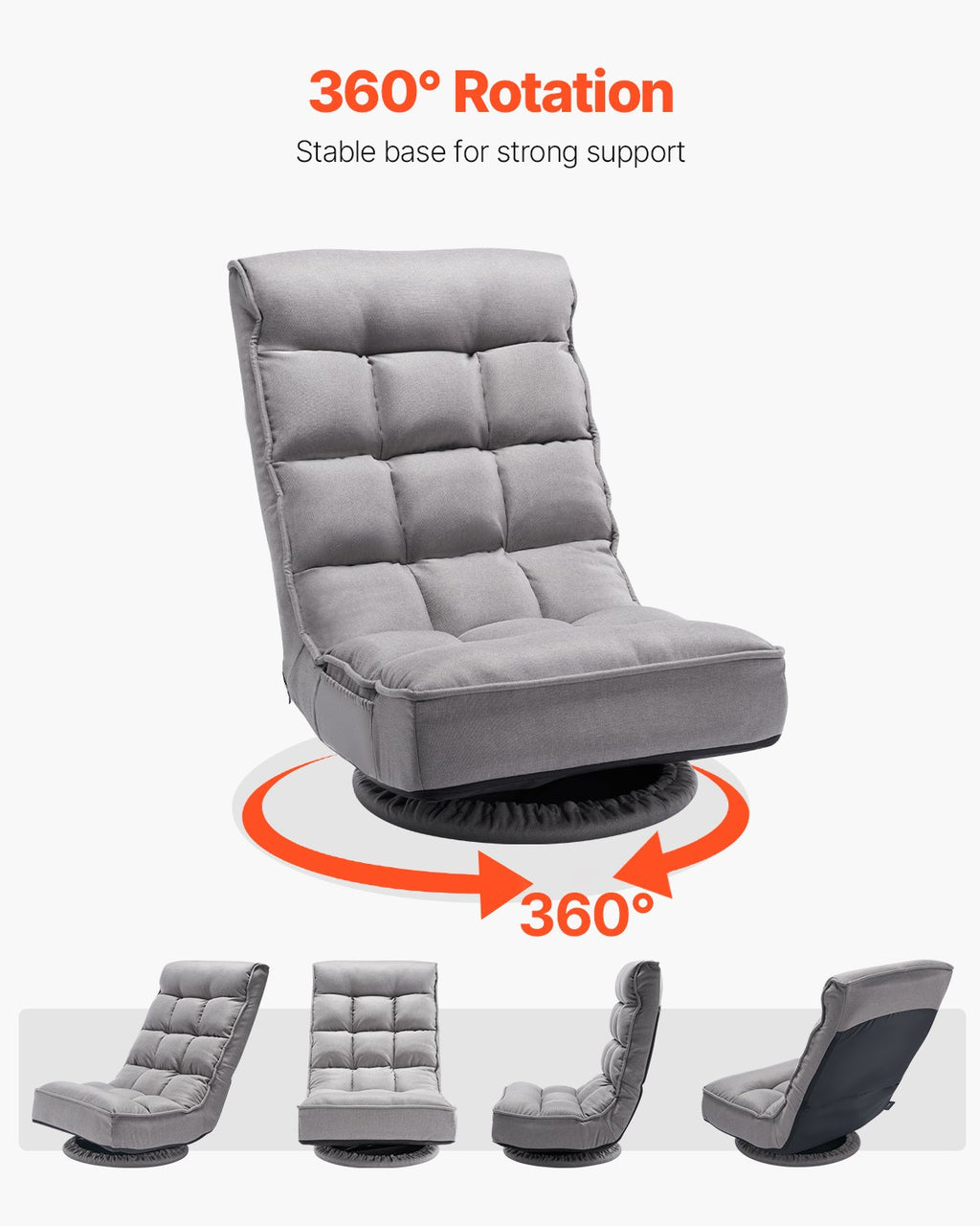 Swivel Floor Gaming Chair, 360-Degree Rotating Floor Chair with 4