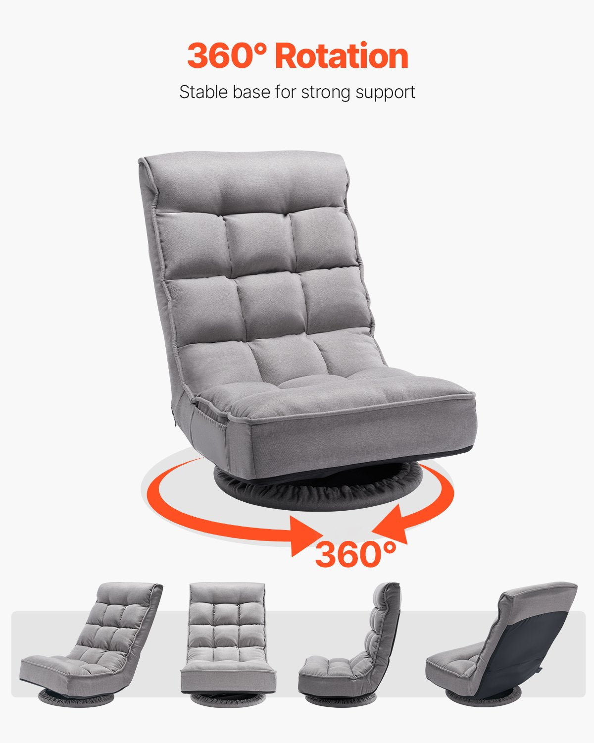 Swivel Floor Gaming Chair, 360-Degree Rotating Floor Chair with 4