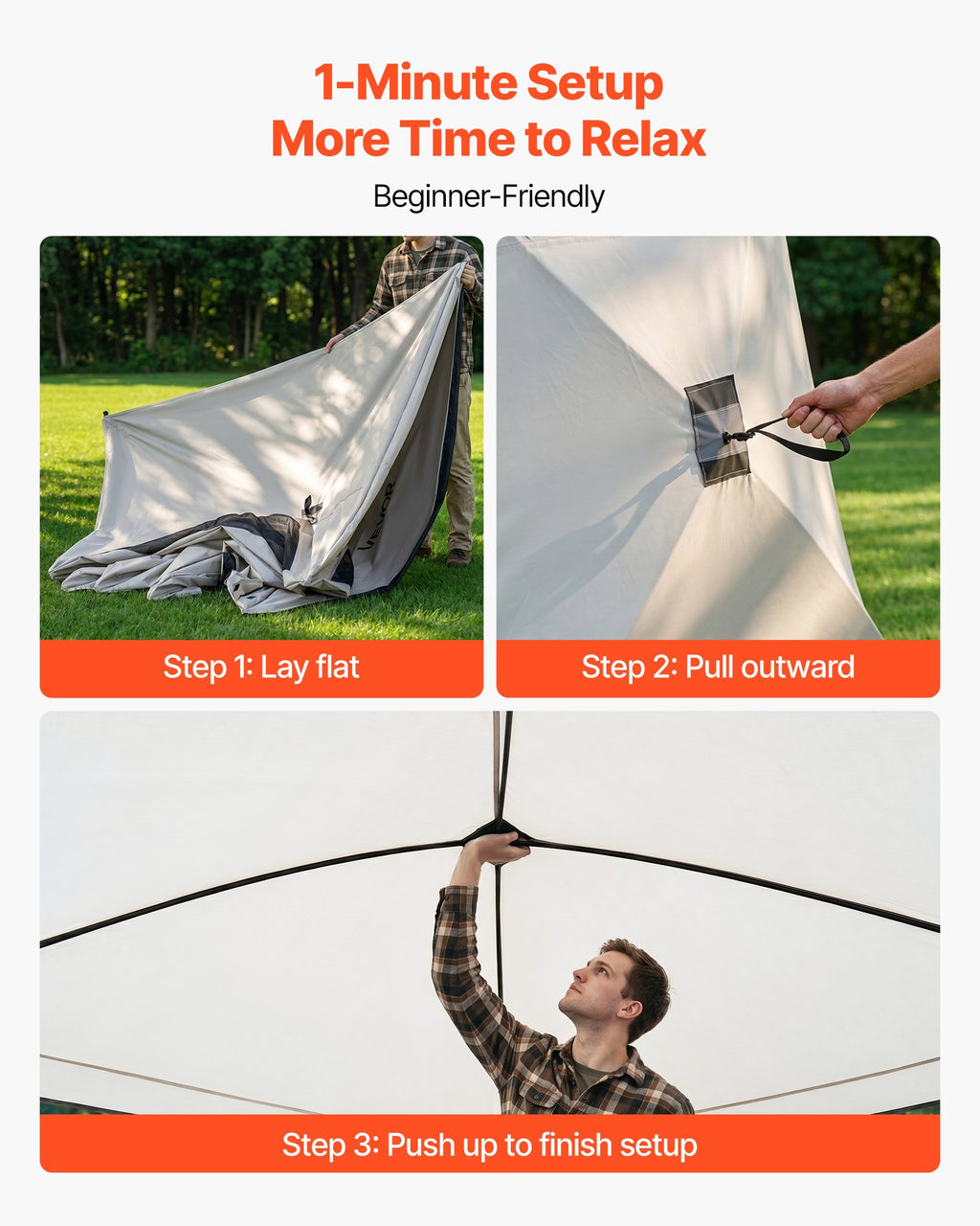 Camping Tent, 4 Person Pop Up Instant Cabin Tent with Large Mesh
