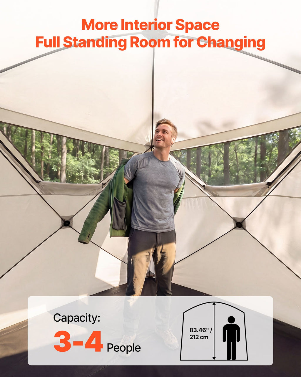 Camping Tent, 4 Person Pop Up Instant Cabin Tent with Large Mesh