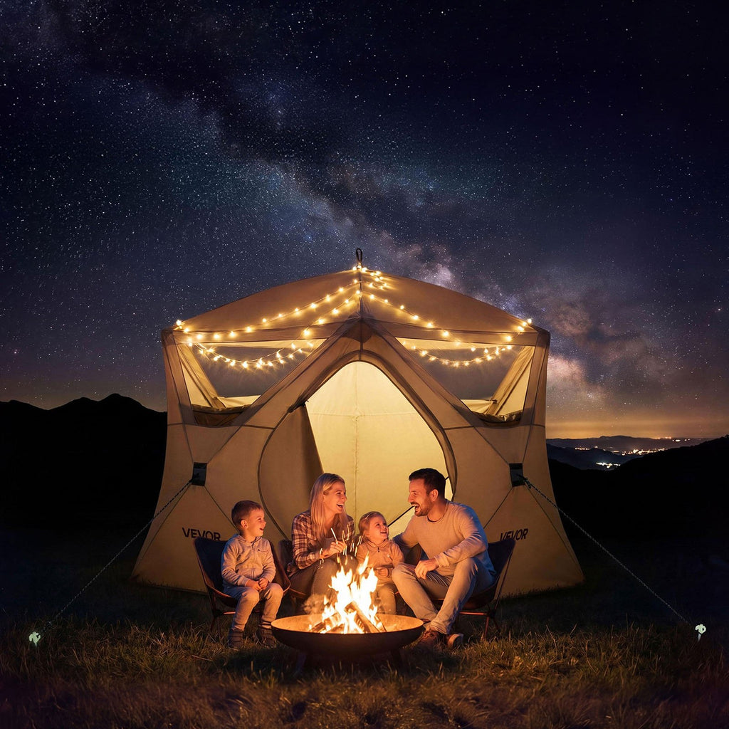 Camping Tent, 4 Person Pop Up Instant Cabin Tent with Large Mesh