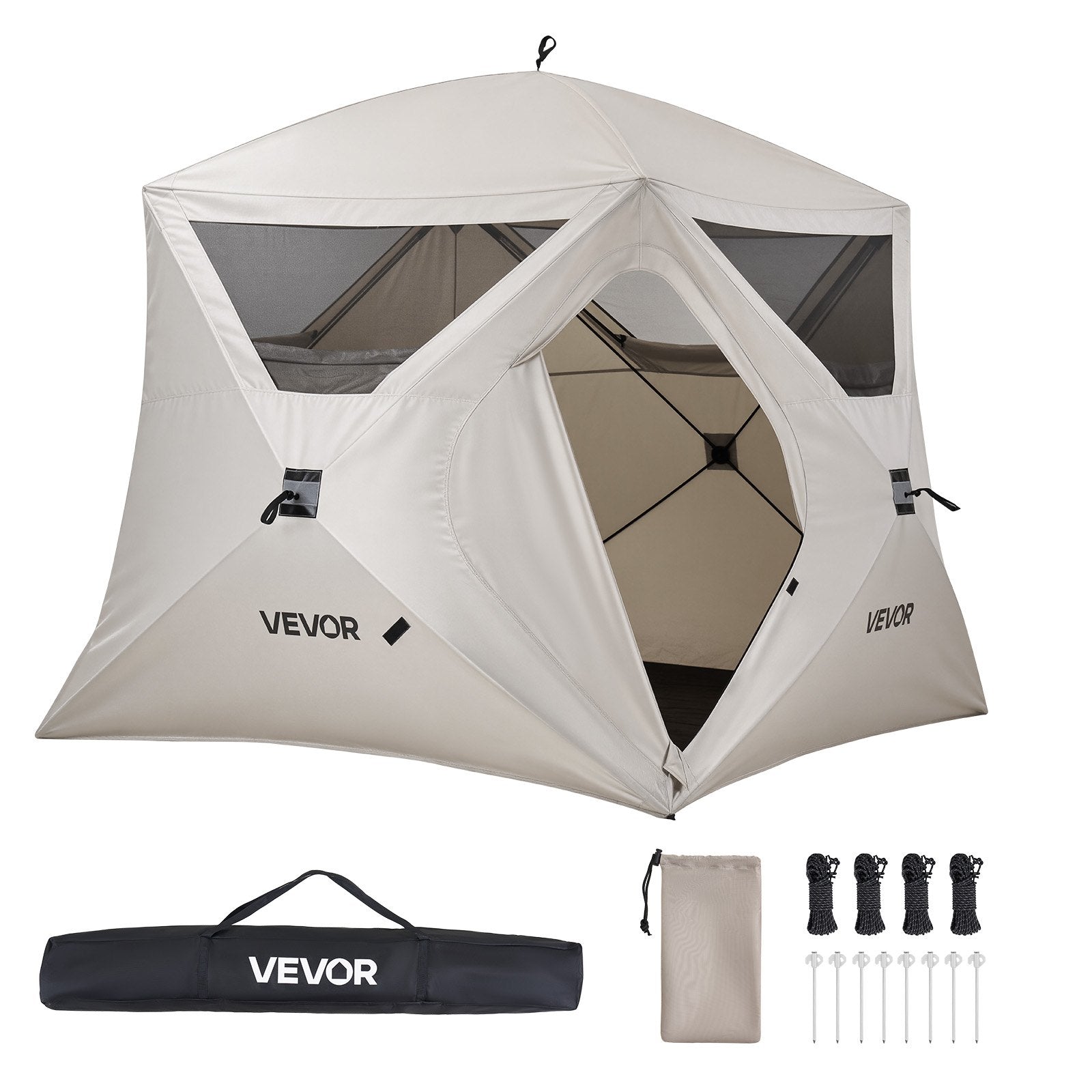 Camping Tent, 4 Person Pop Up Instant Cabin Tent with Large Mesh