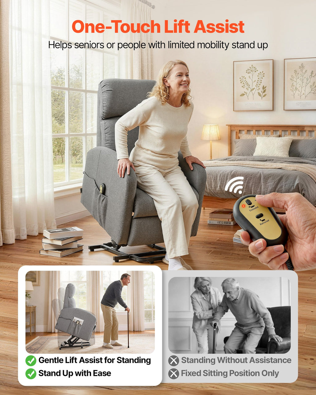 Power Lift Recliner Chair, Electric Lift Chair for Elderly, Infinite