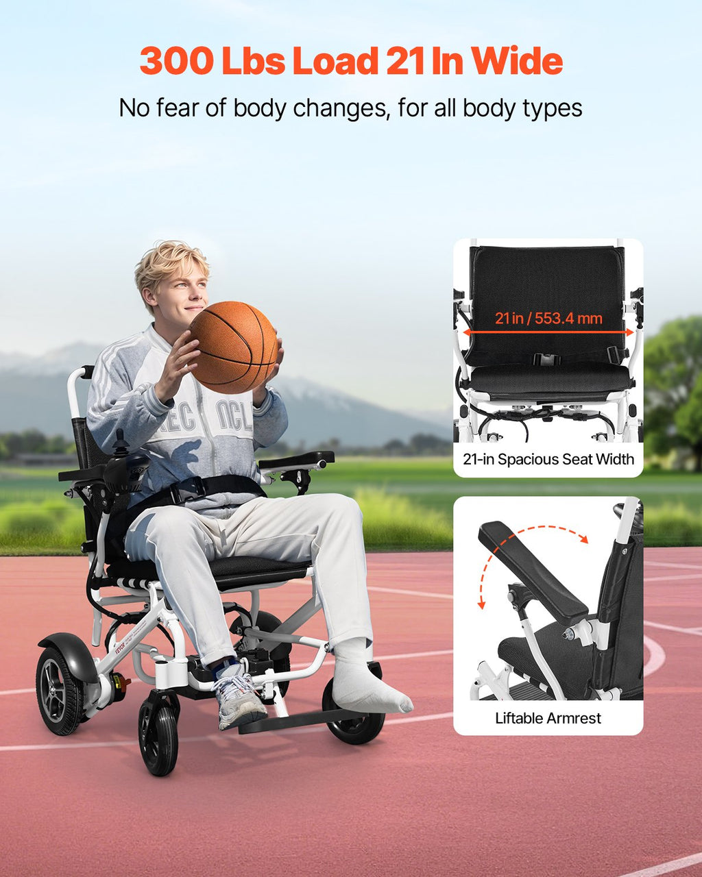 Electric Wheelchair for Adults, 136kg Capacity, Foldable & Lightweight