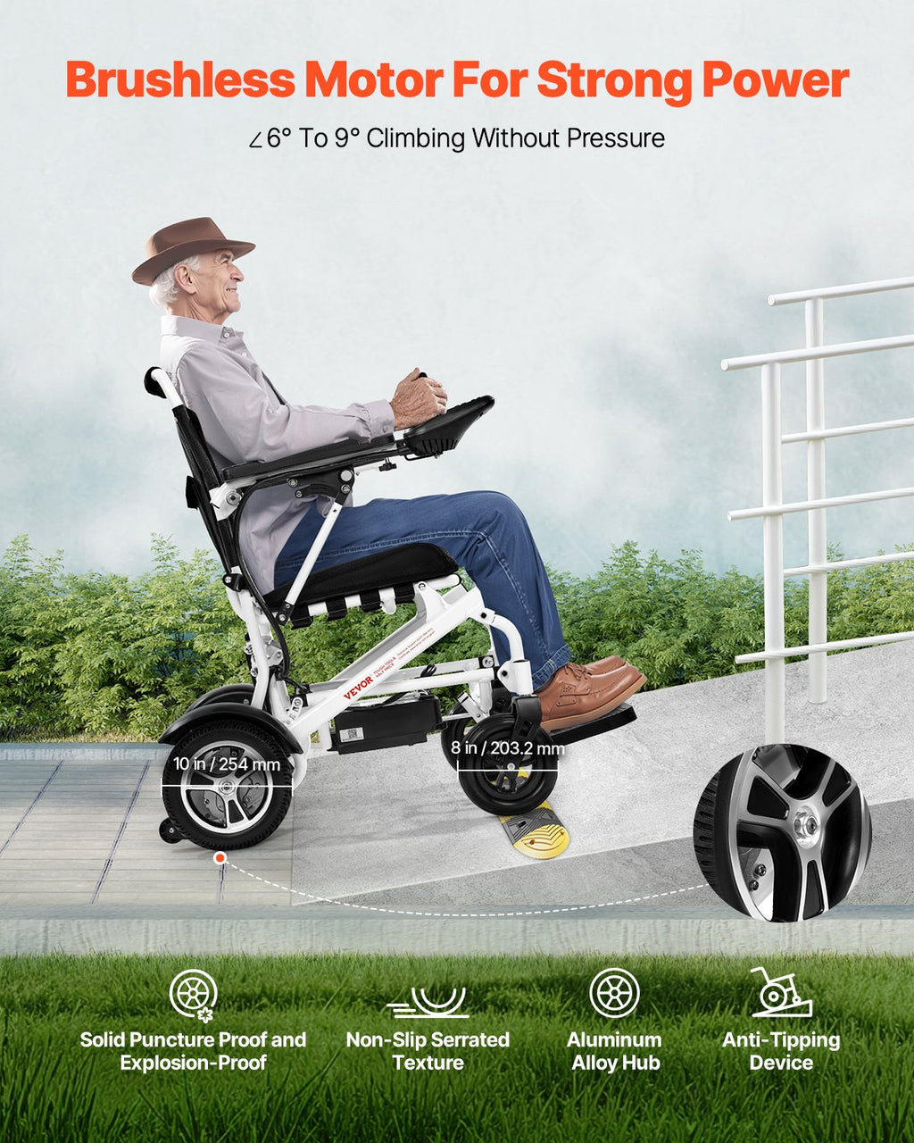 Electric Wheelchair for Adults, 136kg Capacity, Foldable & Lightweight
