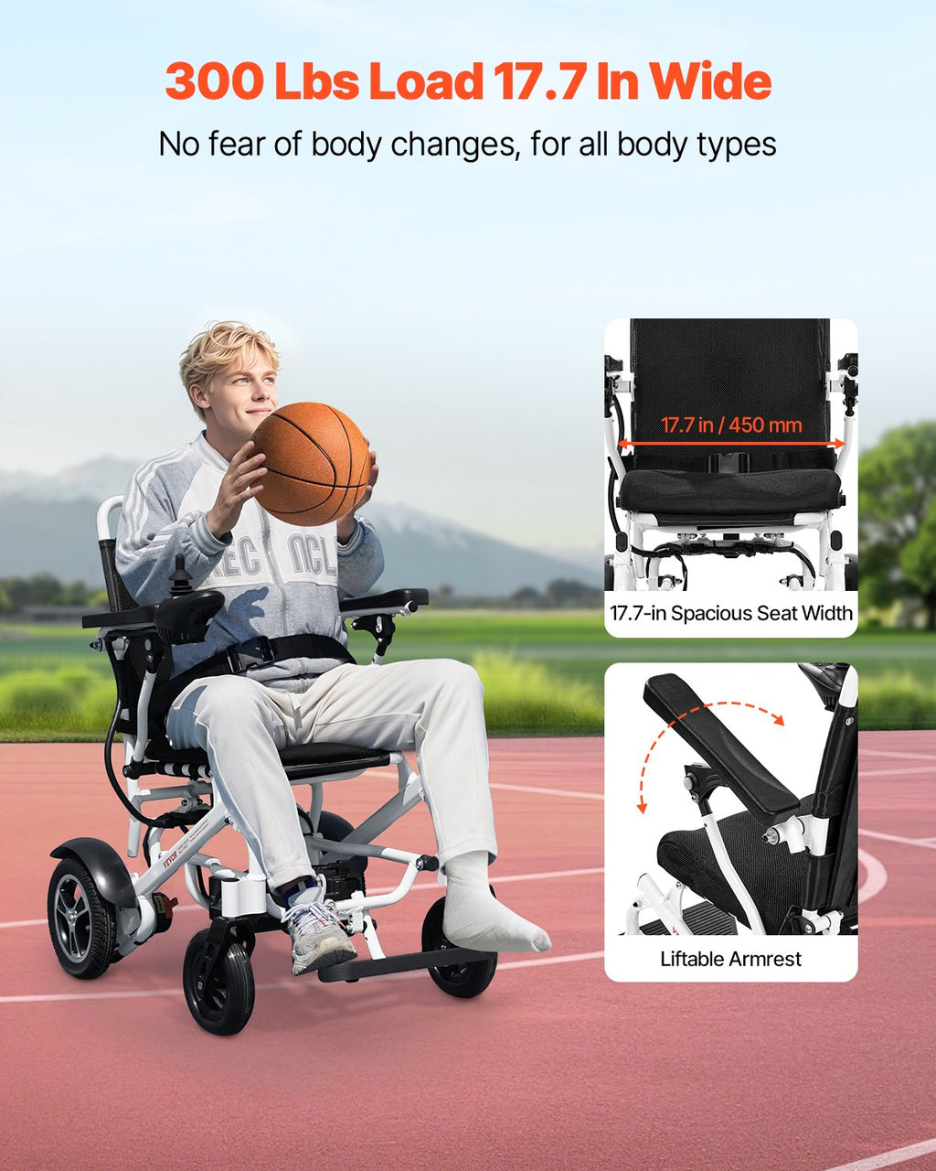 Electric Wheelchair for Adults, 136kg Capacity, Foldable & Lightweight