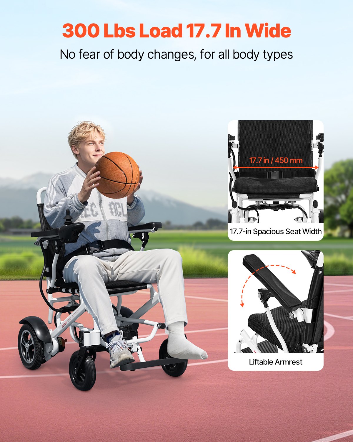 Electric Wheelchair for Adults, 136kg Capacity, Foldable & Lightweight