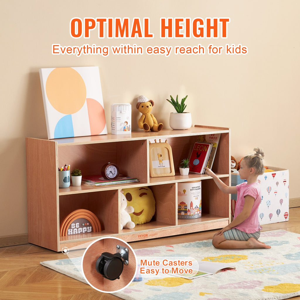 Cubby Mobile Tray Storage Cabinet, 5-Compartment Cubby Storage Shelf,