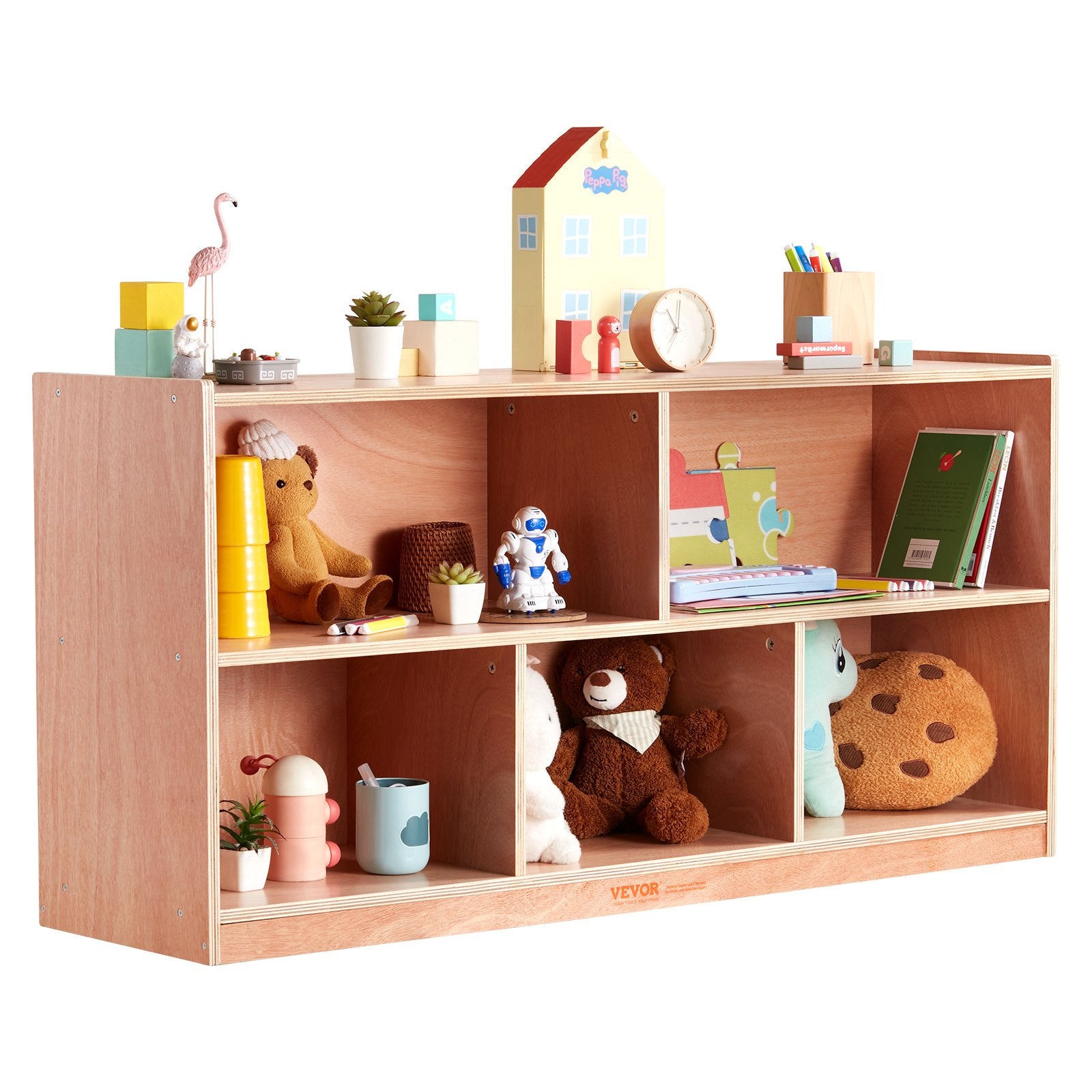 Cubby Mobile Tray Storage Cabinet, 5-Compartment Cubby Storage Shelf,