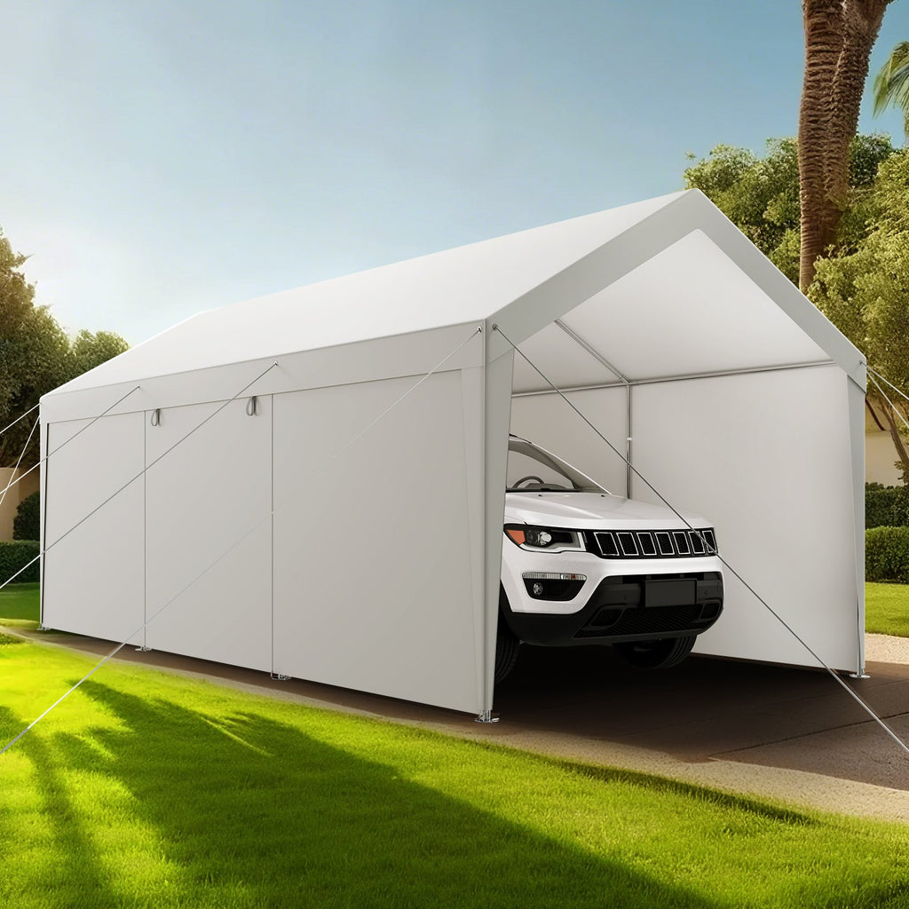 Carport, 10 x 20 FT Outdoor Car Canopy, Potable Carport with Removable