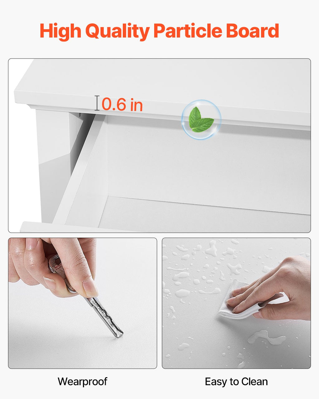 6 Drawer Dresser, Wooden Chest of Drawers with Sliding and Anti-tip