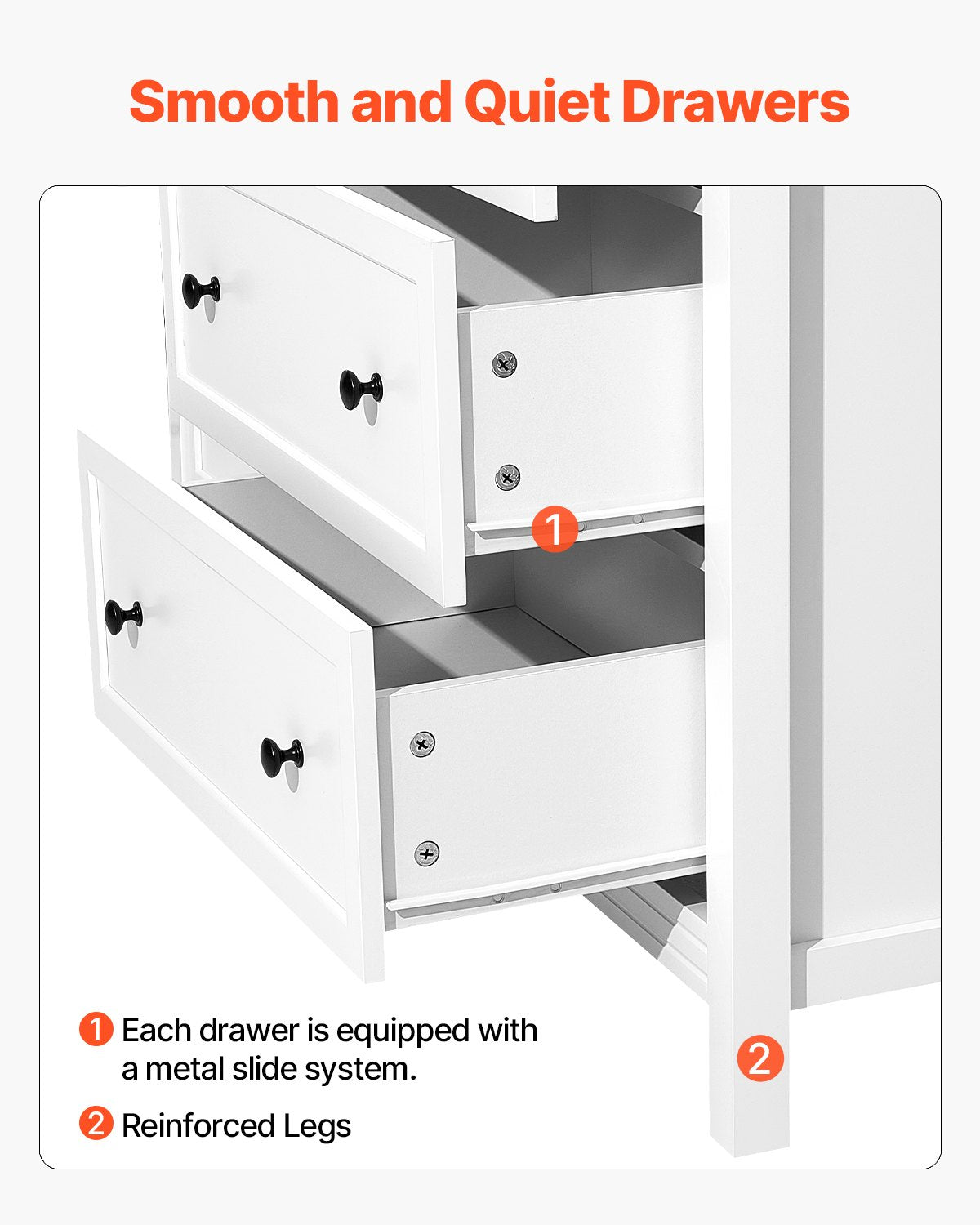 6 Drawer Dresser, Wooden Chest of Drawers with Sliding and Anti-tip