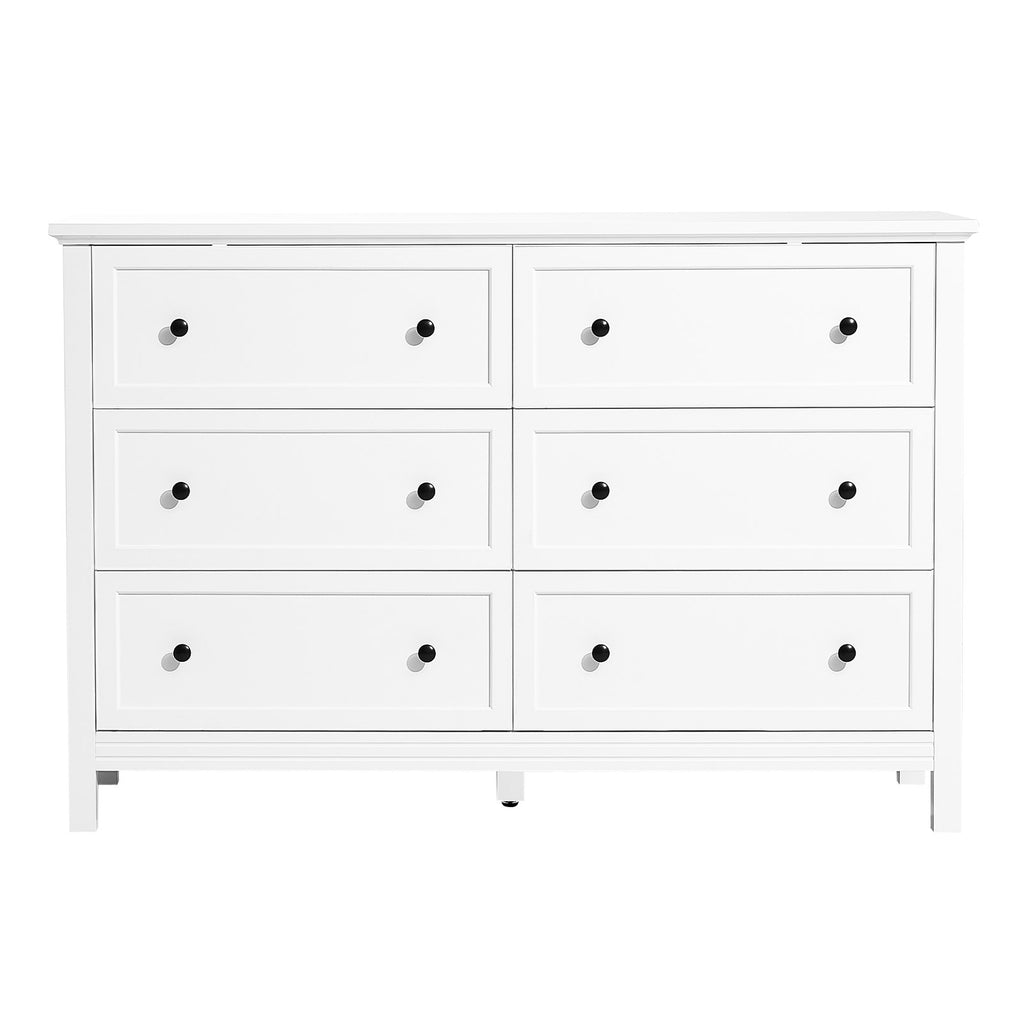 6 Drawer Dresser, Wooden Chest of Drawers with Sliding and Anti-tip
