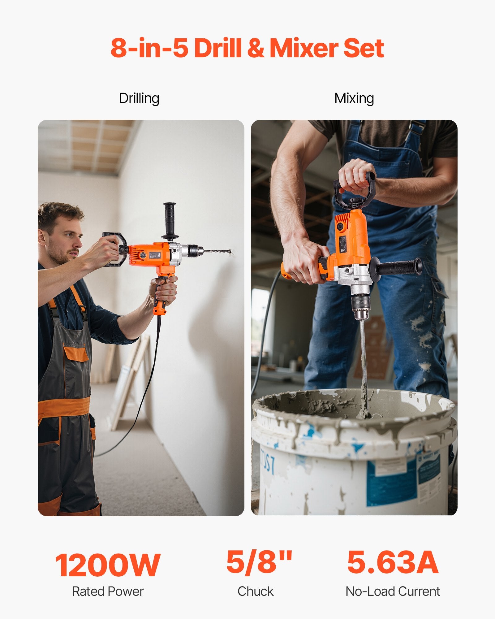 Drill Mixer, 15.89mm Corded Electric Drill Mixer Set, 0-750RPM 3A