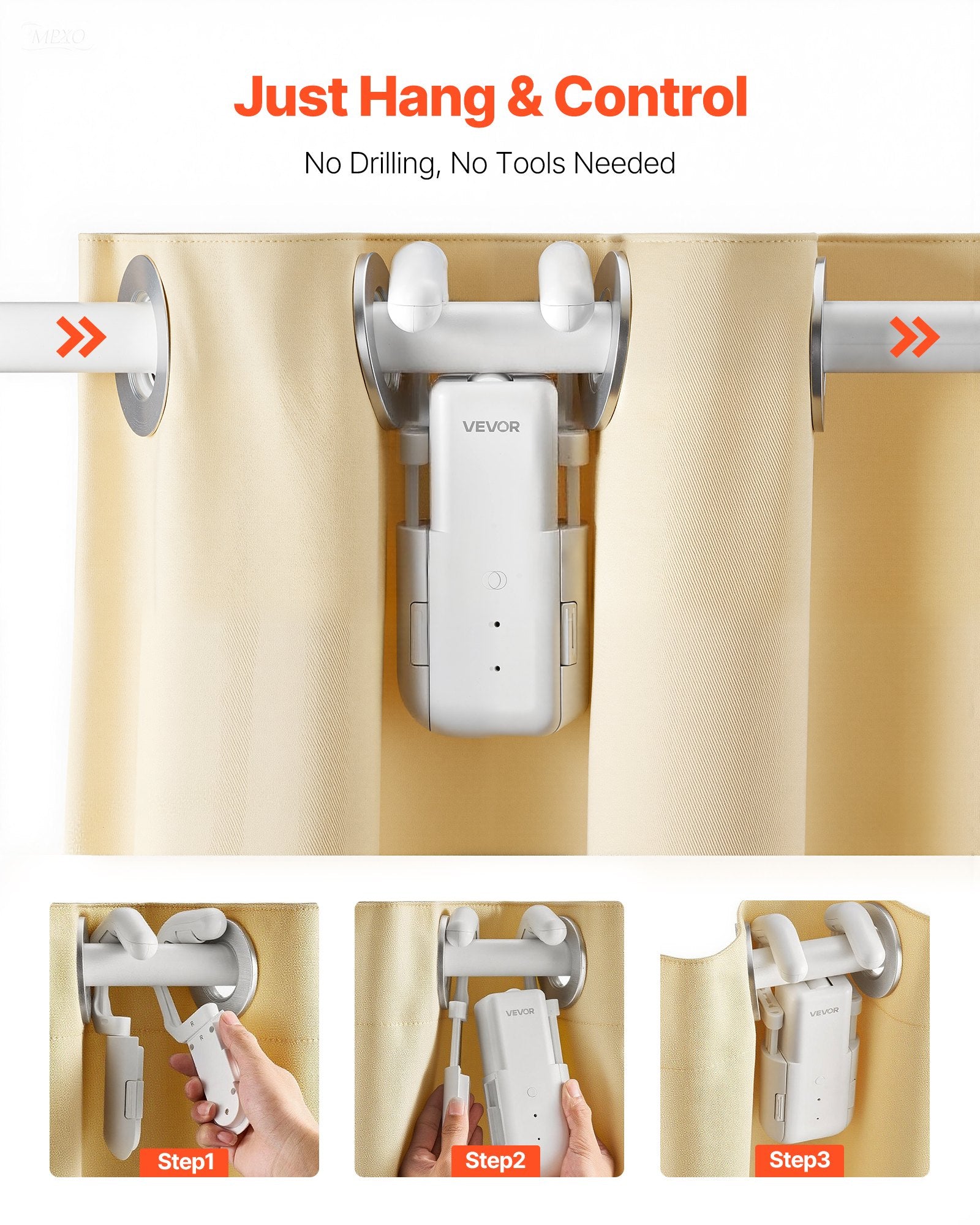 Automatic Curtain Opener, APP and Remote Control, Hub Included,