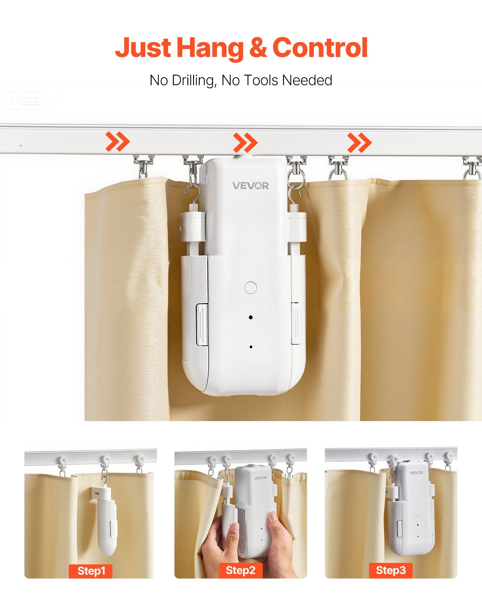Automatic Curtain Opener, APP and Remote Control, Hub Included,