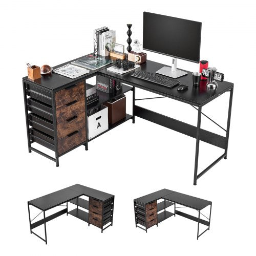 L-Shaped Computer Desk, 1.5m Reversible Corner Gaming Desk with
