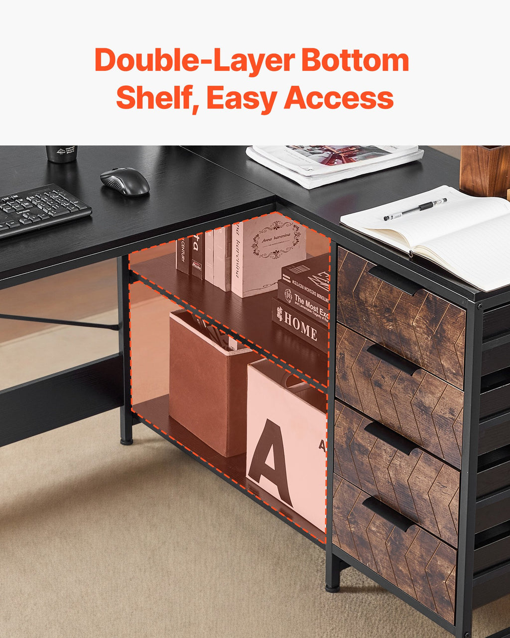 L-Shaped Computer Desk, 1.5m Reversible Corner Gaming Desk with