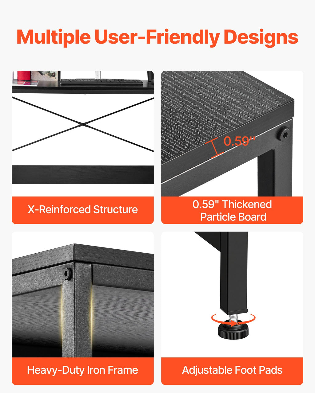 L-Shaped Computer Desk, 1.5m Reversible Corner Gaming Desk with