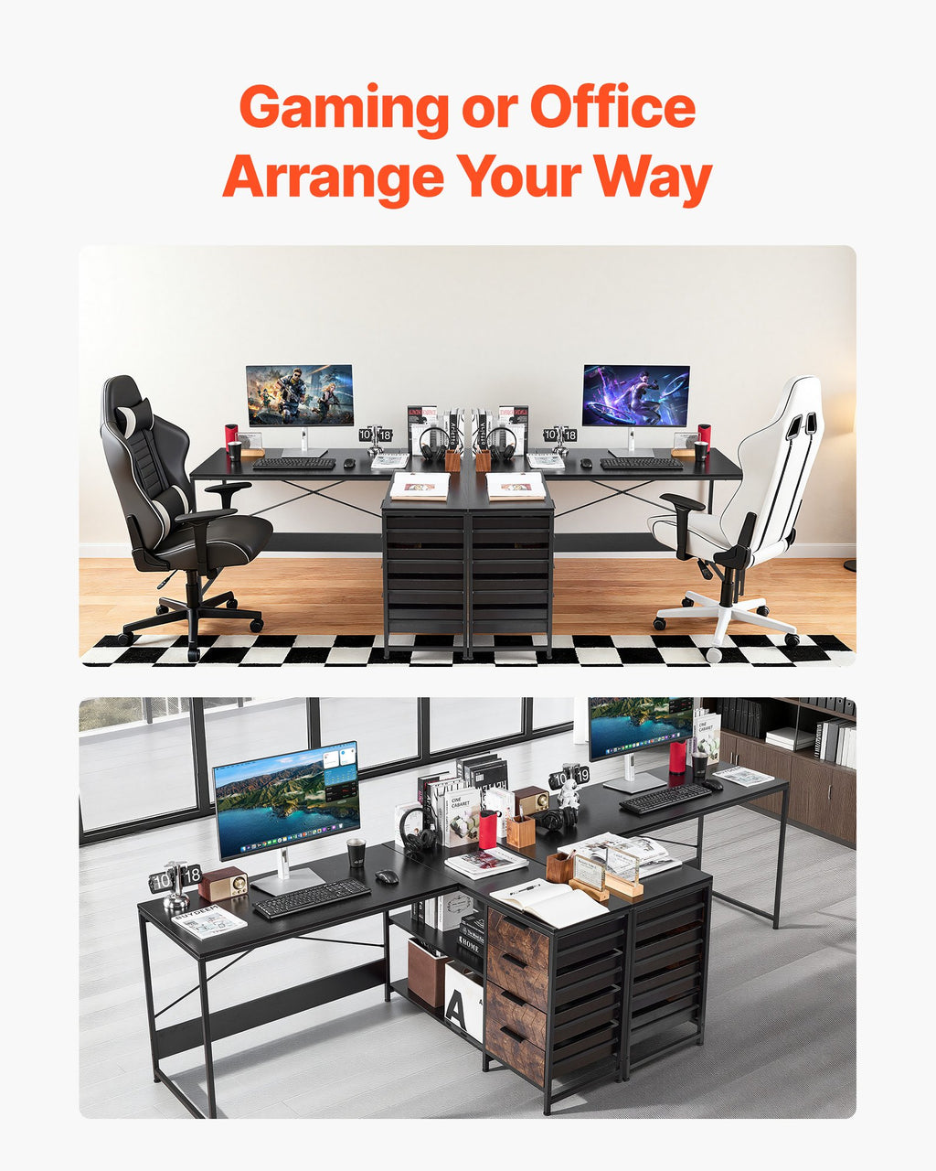L-Shaped Computer Desk, 1.5m Reversible Corner Gaming Desk with