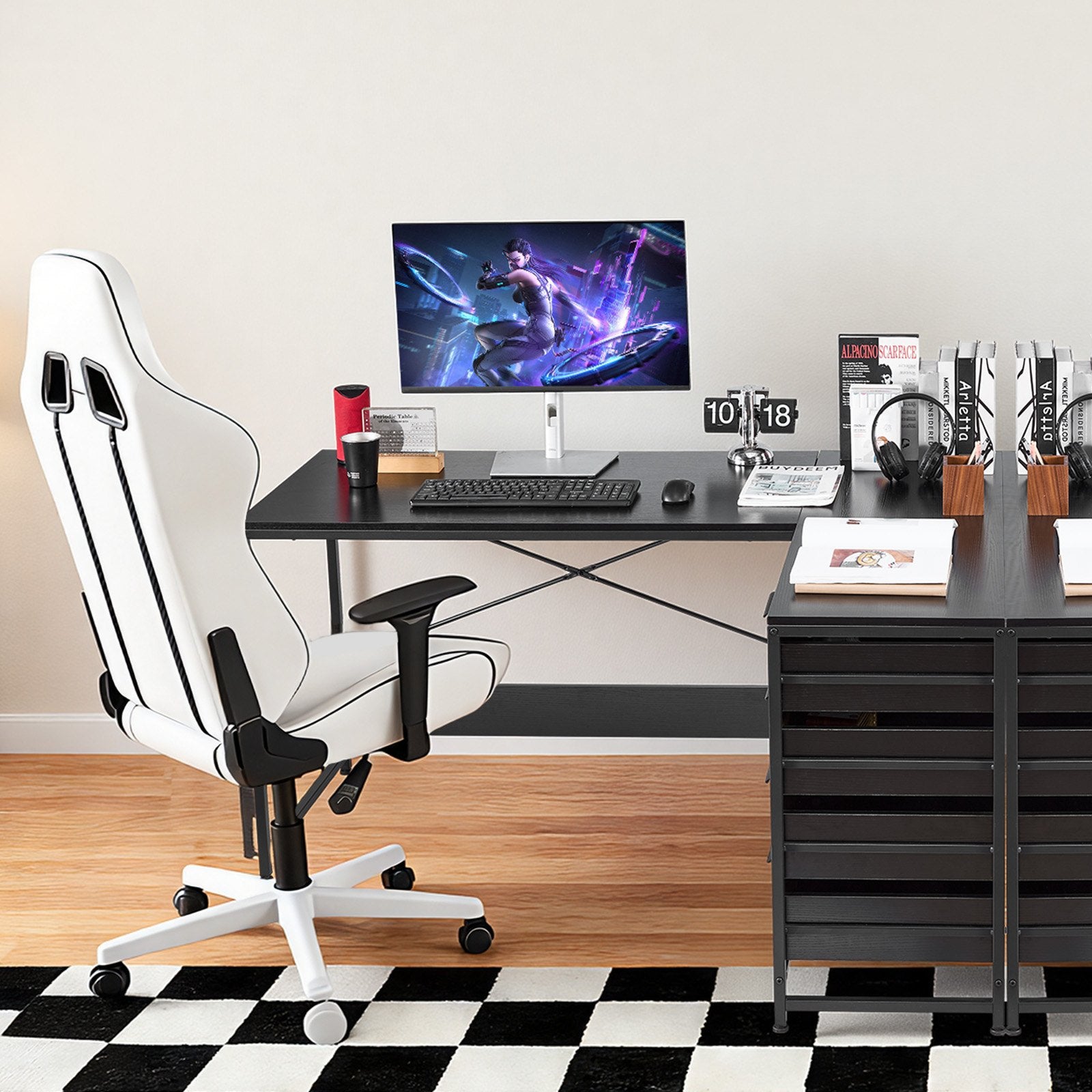 L-Shaped Computer Desk, 1.5m Reversible Corner Gaming Desk with
