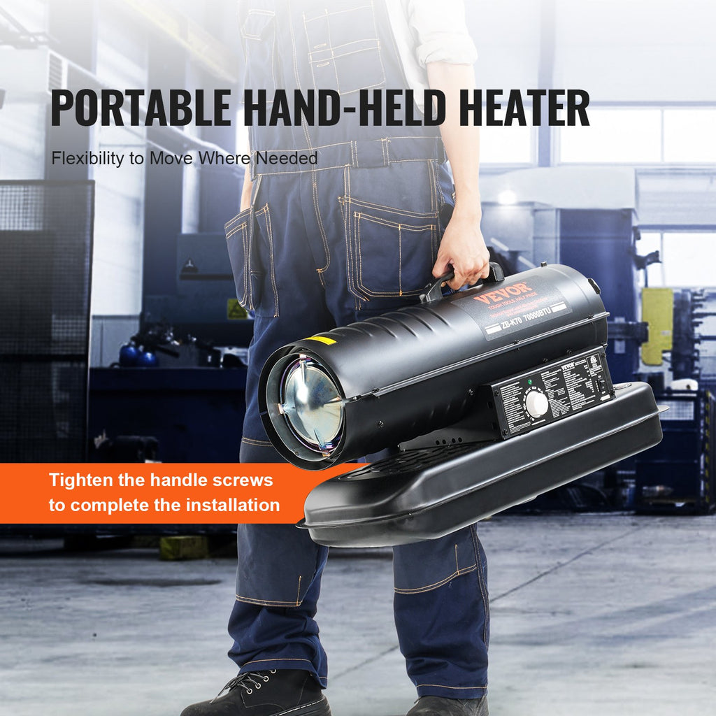 Kerosene/Diesel Forced Air Heater, 70000Btu Torpedo Space Heater,
