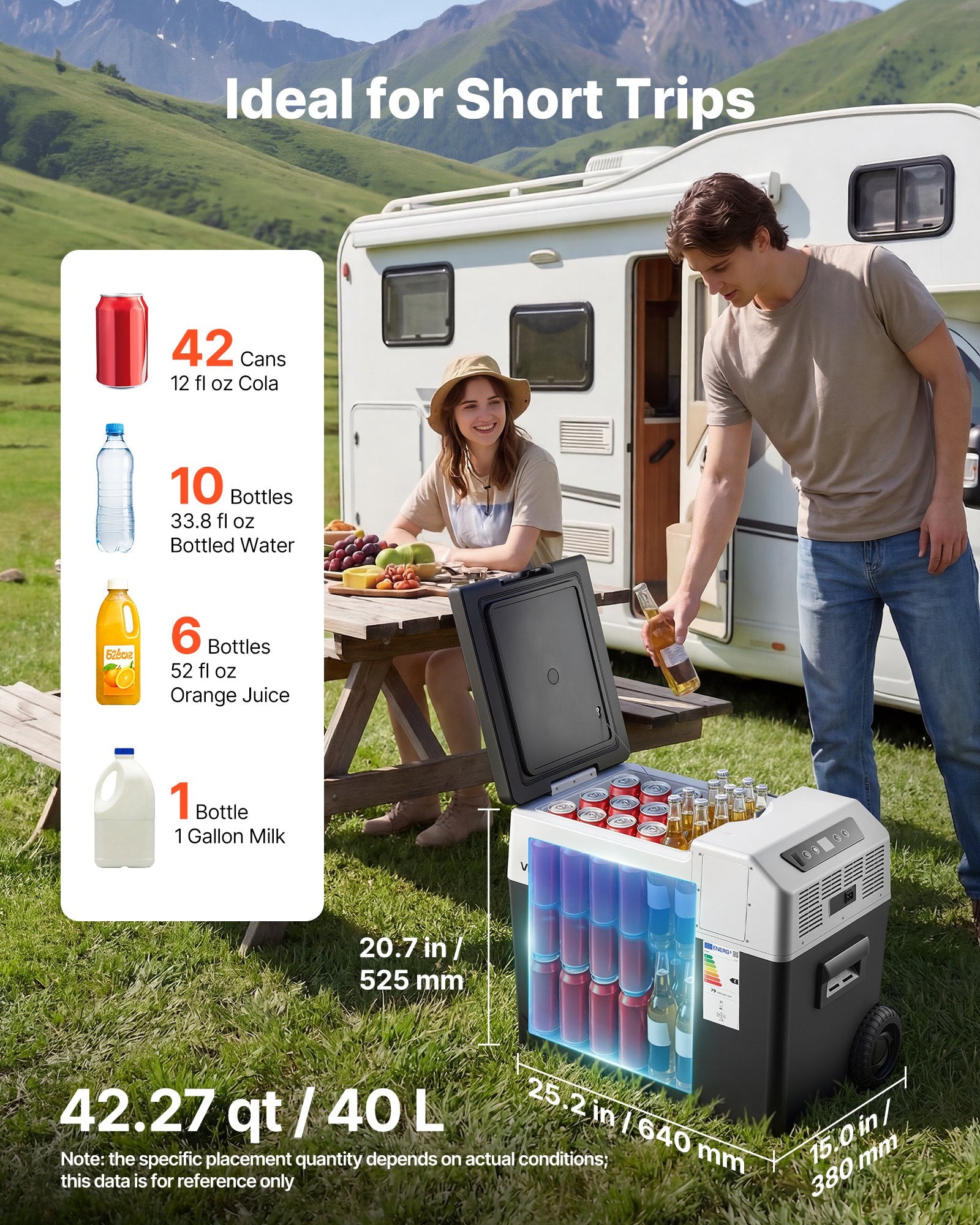 12 Volt Refrigerator, 42.3 QT/ 40L Car Fridge, Portable Electric