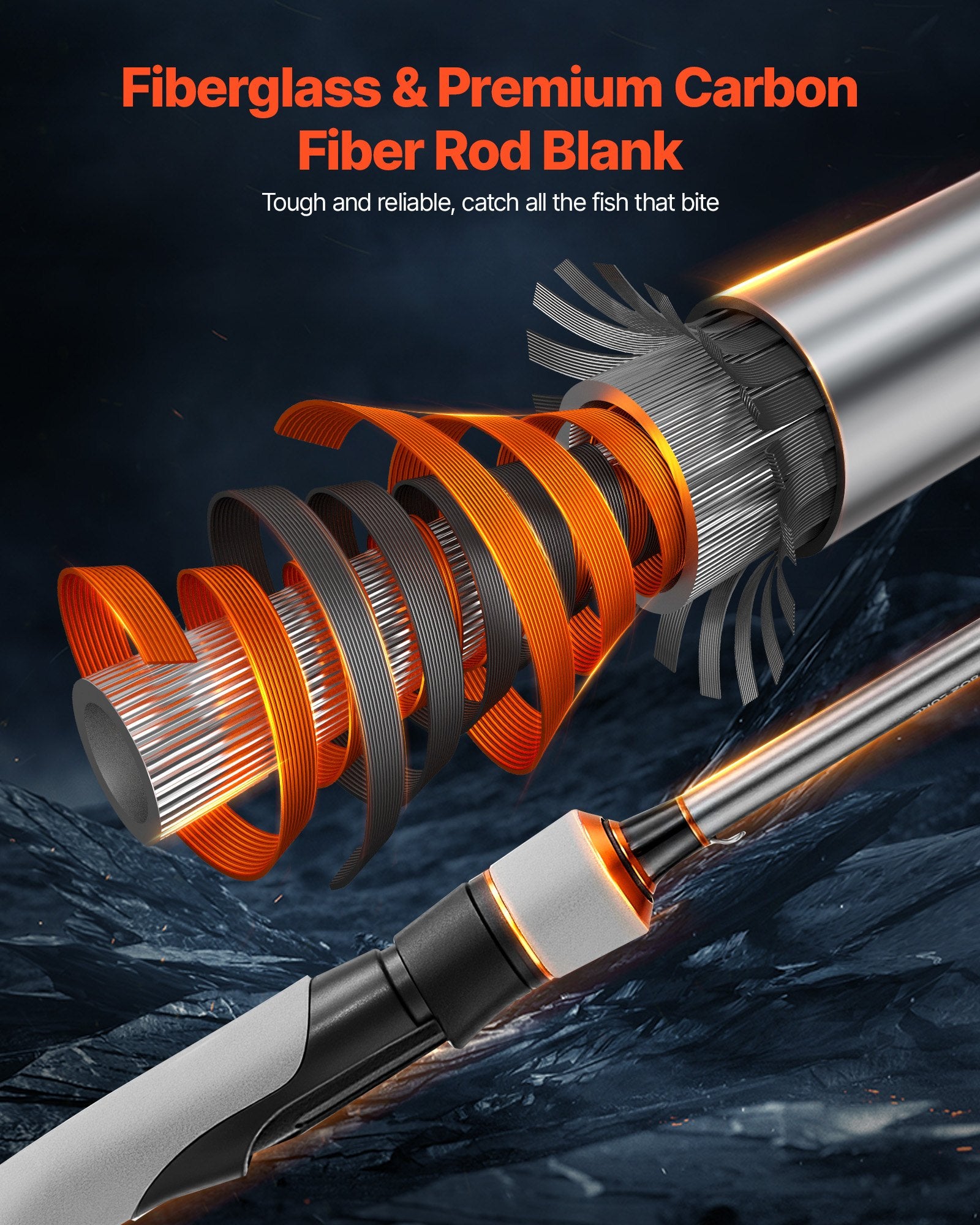 Rod and Fishing Reel Combo, IM6 Carbon Fiber Spinning Rod and Reel