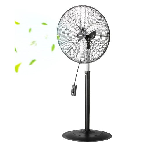 Industrial Pedestal Fan, 24 Inch 85-Degree Oscillating Fan, Height