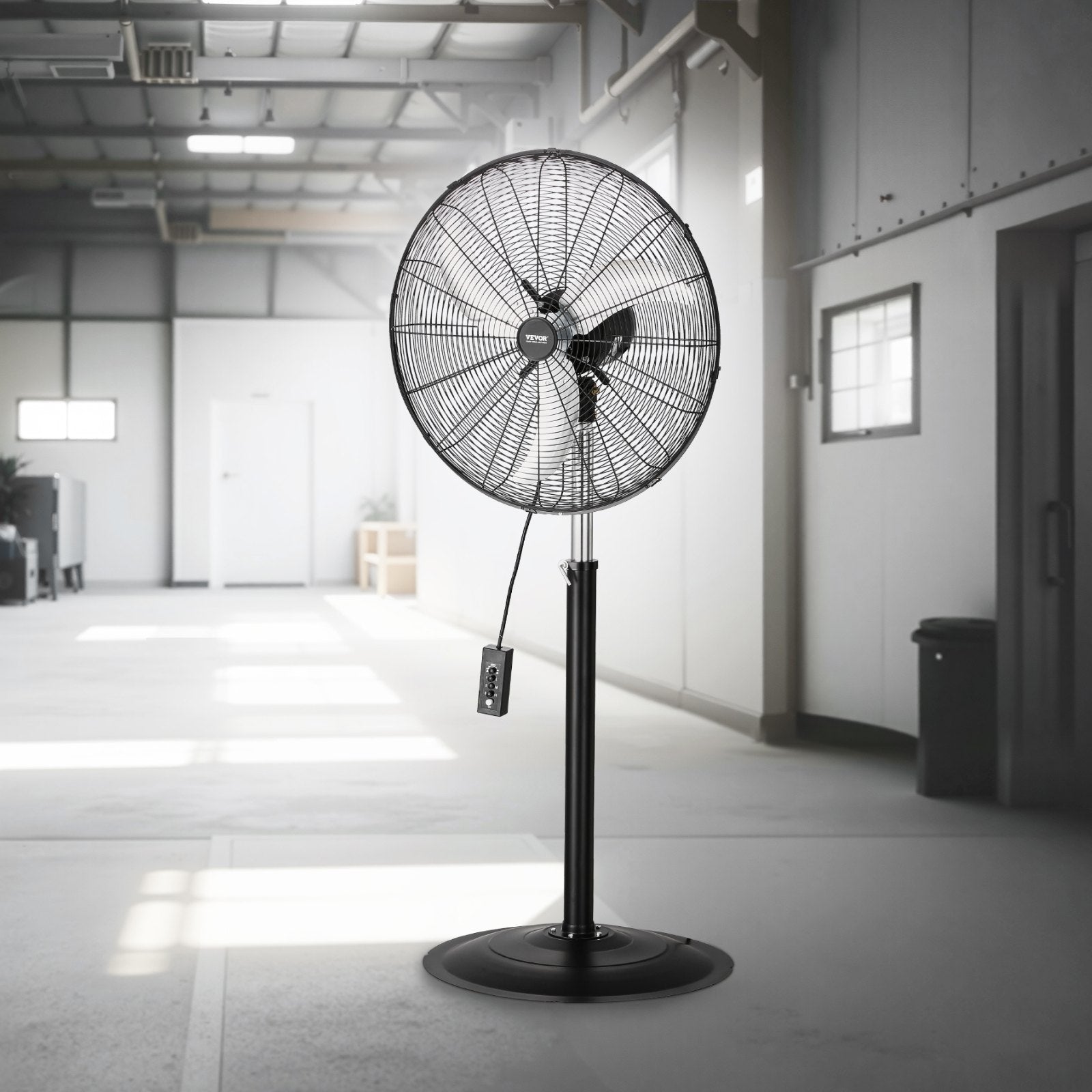 Industrial Pedestal Fan, 24 Inch 85-Degree Oscillating Fan, Height