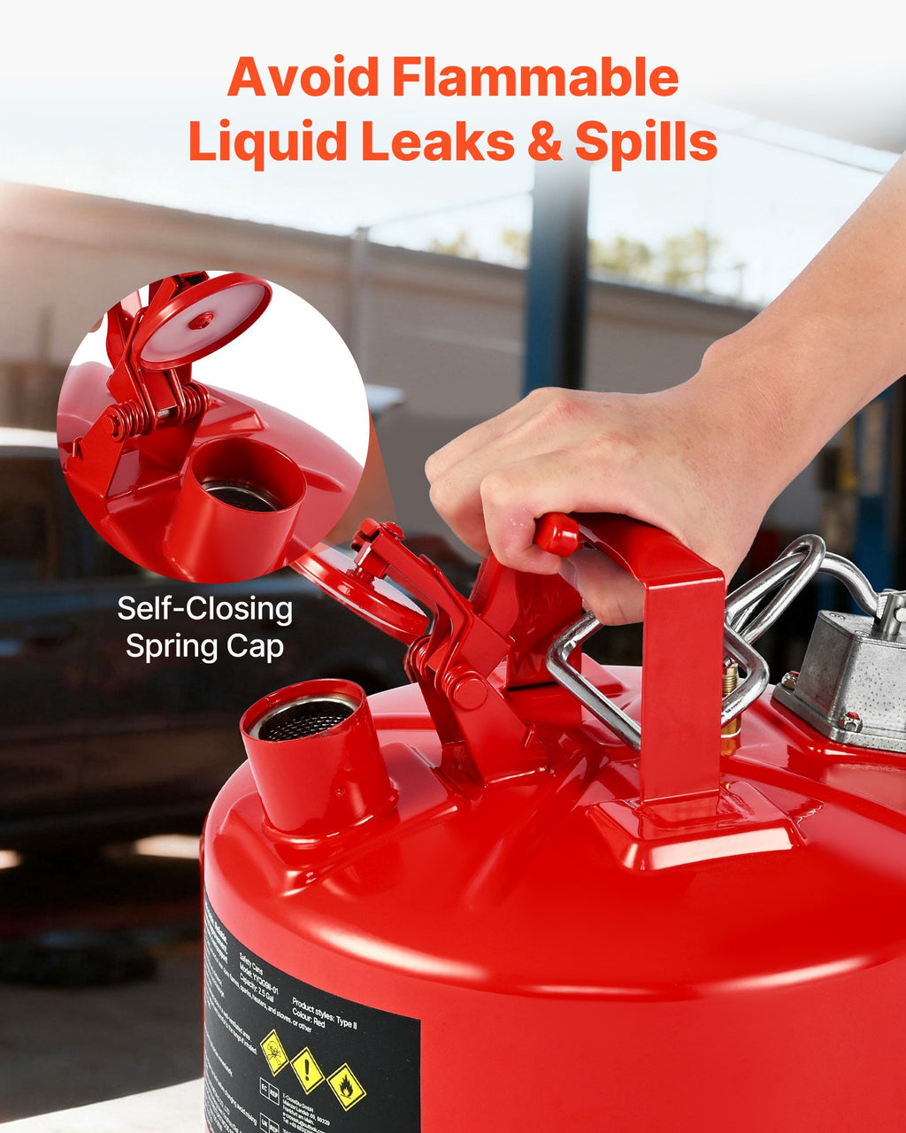Safety Gas Can, 9.5 L Type II Red Safety Can for Gasoline with