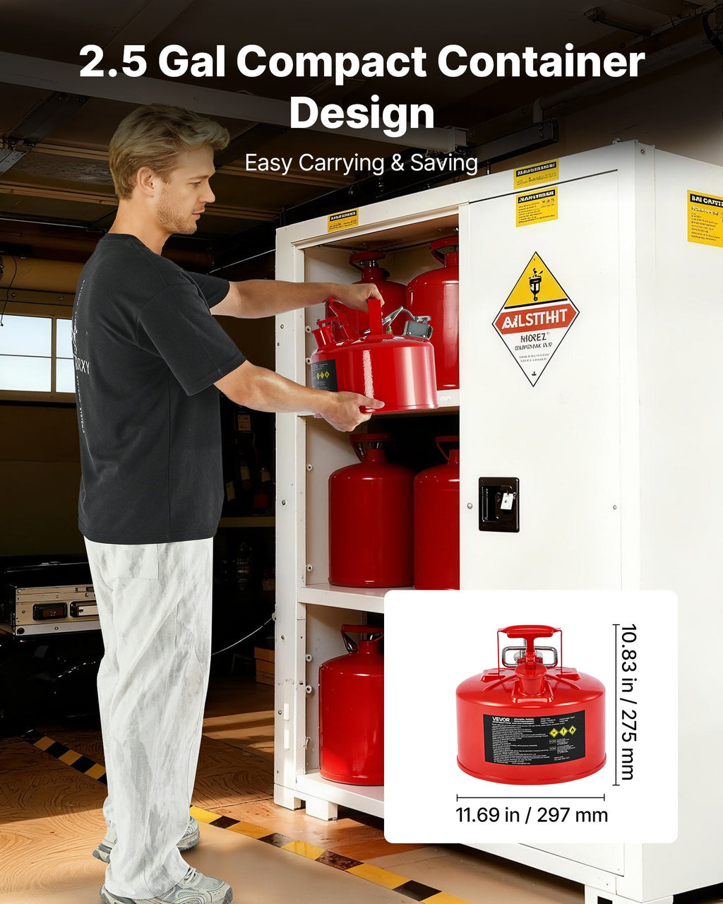 Safety Gas Can, 9.5 L Type II Red Safety Can for Gasoline with