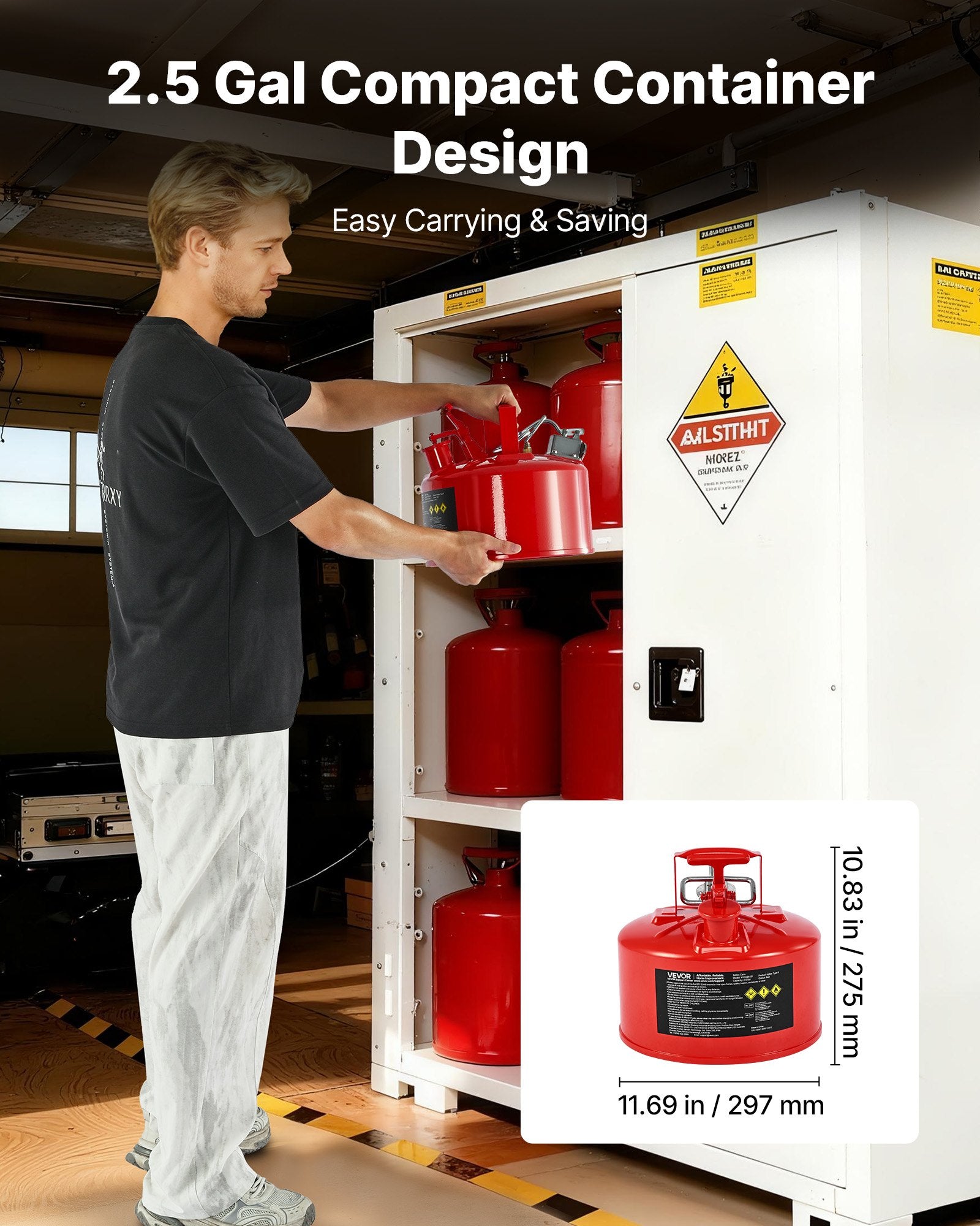 Safety Gas Can, 9.5 L Type II Red Safety Can for Gasoline with