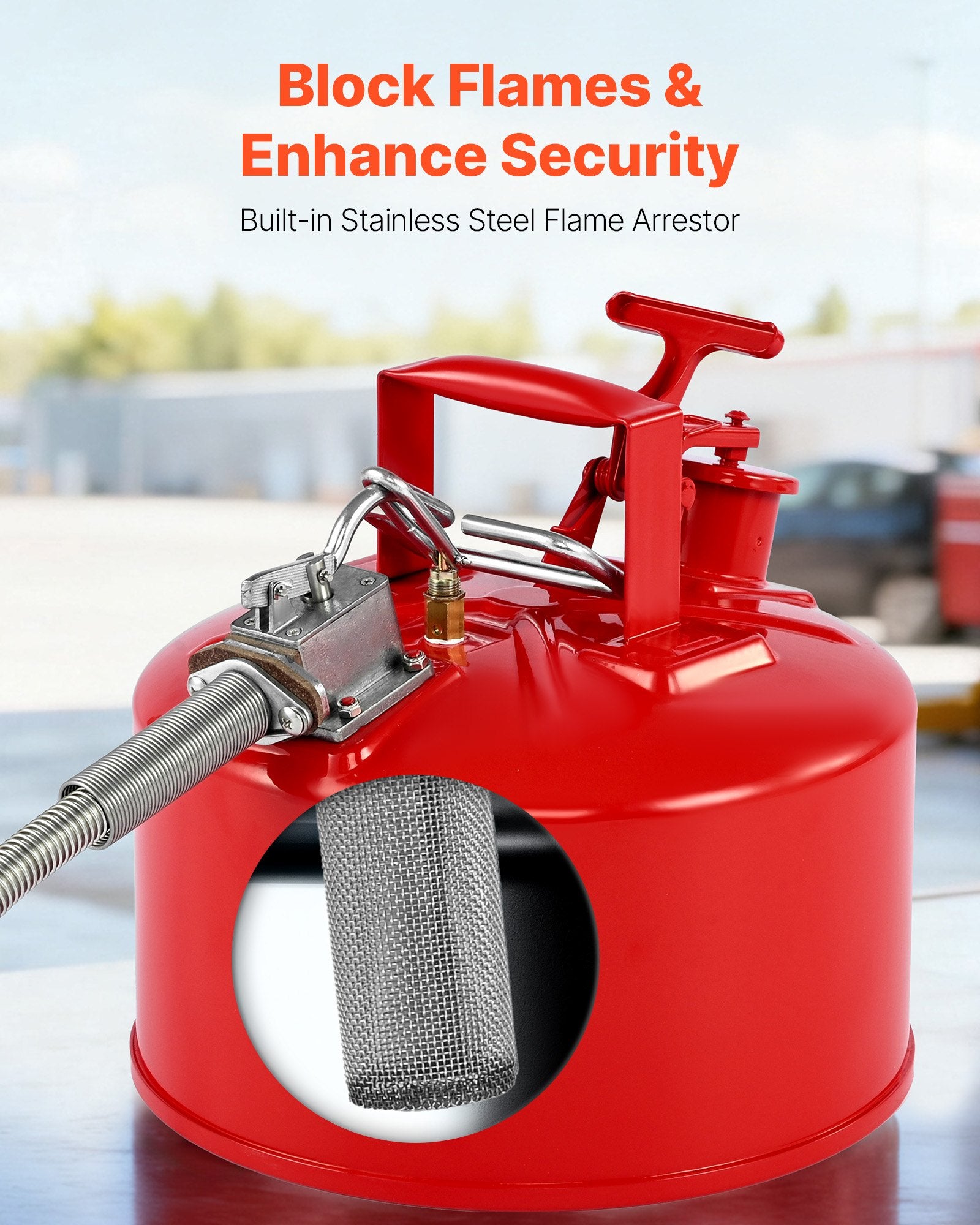 Safety Gas Can, 9.5 L Type II Red Safety Can for Gasoline with