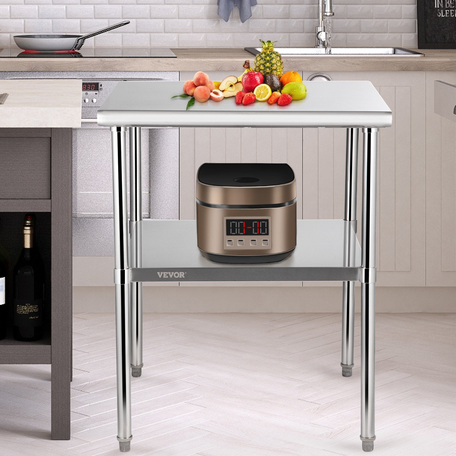 Stainless Steel Prep Table, 30 x 30 x 36 Inch, 800lbs Load Capacity