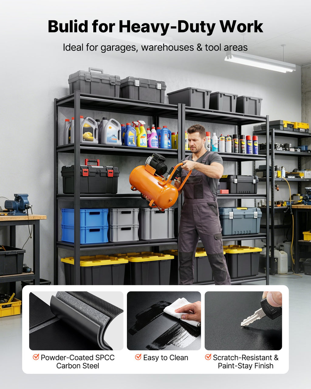 Storage Shelves, 5-Tier Adjustable, 1360.8kg Capacity, Heavy Duty
