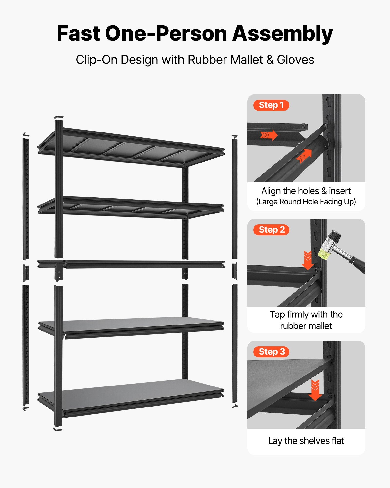 Storage Shelves, 5-Tier Adjustable, 1360.8kg Capacity, Heavy Duty