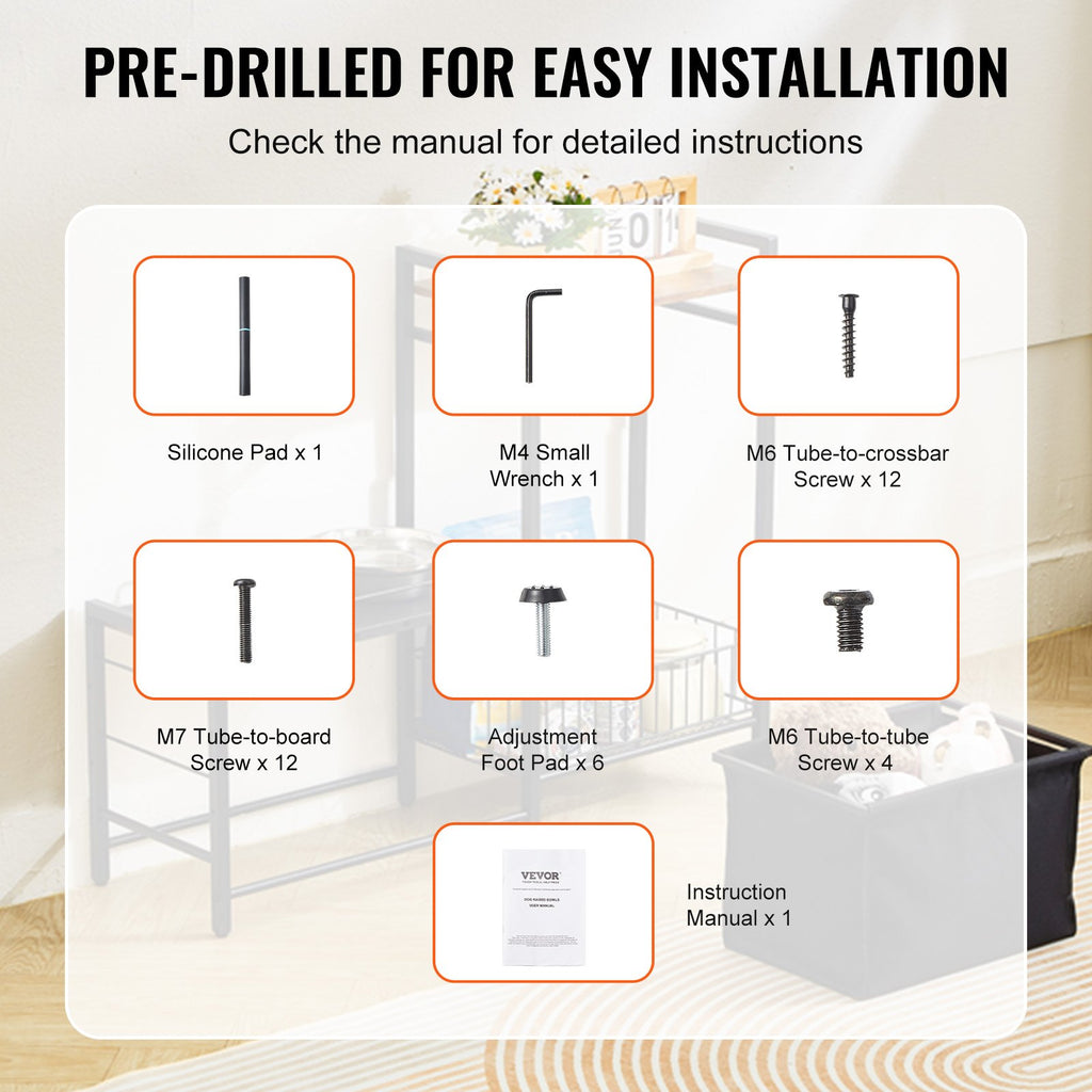 Pet Feeding Station with Storage, Elevated Dog Bowls, Raised Dog Bowl