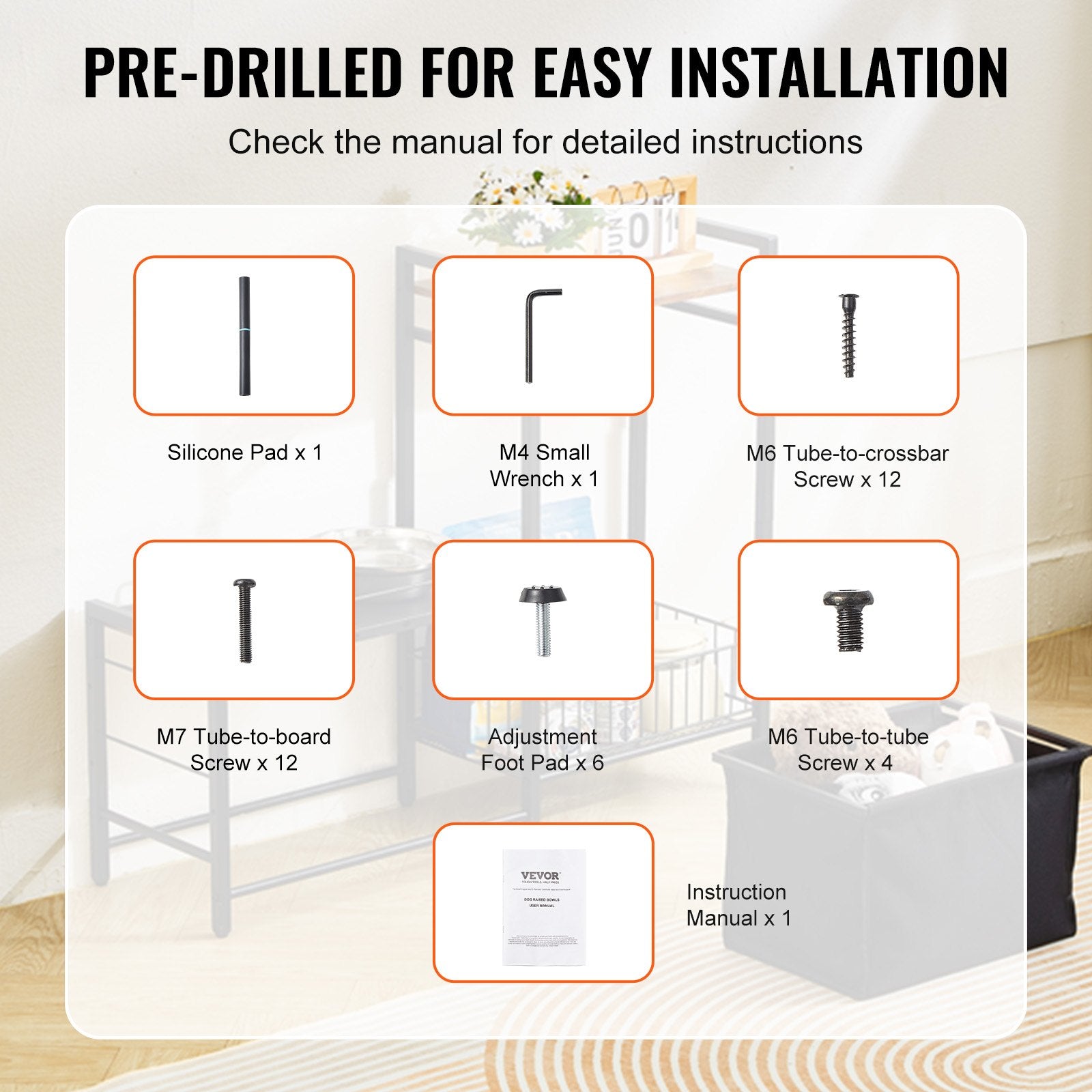 Pet Feeding Station with Storage, Elevated Dog Bowls, Raised Dog Bowl