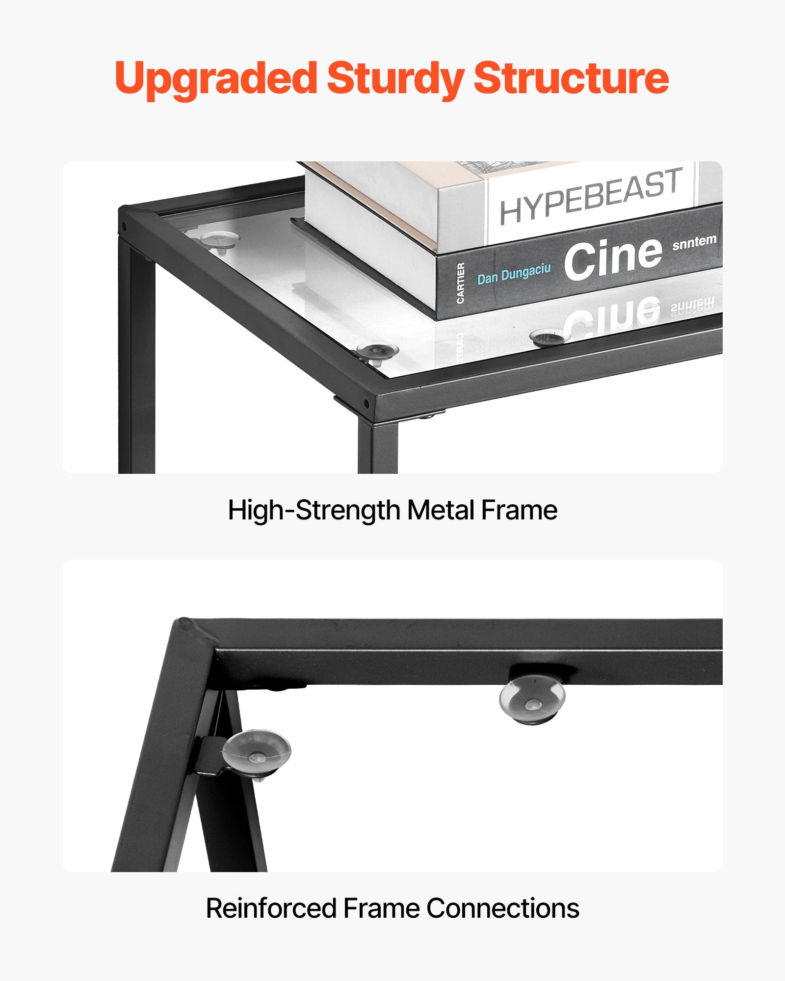 3-Tier Glass Console Table, Modern Rectangle Sofa Side Table with