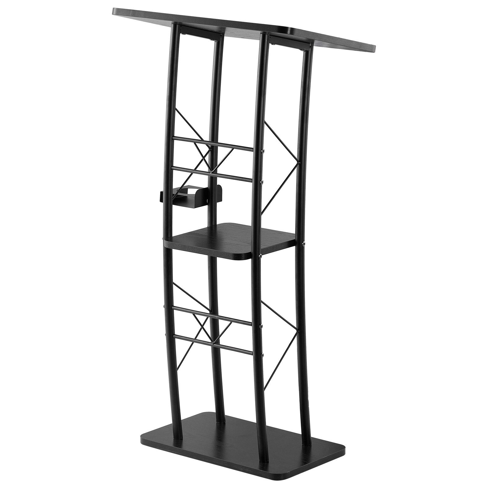 Podium Stand, 1180 mm Metal Lectern, Curved Standing Podium with Wide