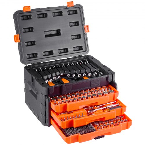 Mechanics Tool Set and Socket Set, 450 Pcs, 6.4, 9.5 and 12.7 mm Drive
