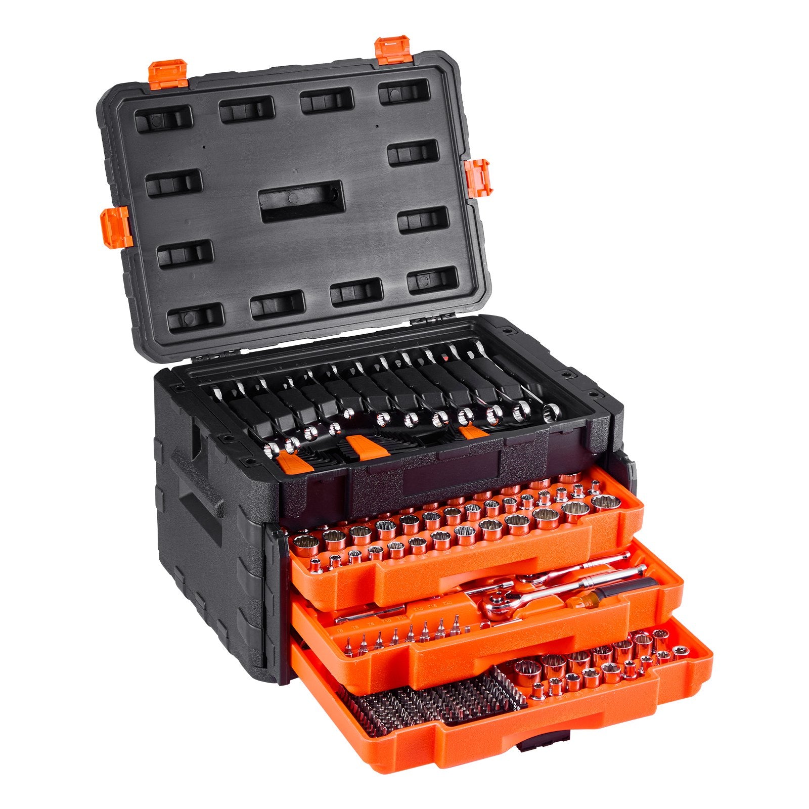 Mechanics Tool Set and Socket Set, 450 Pcs, 6.4, 9.5 and 12.7 mm Drive
