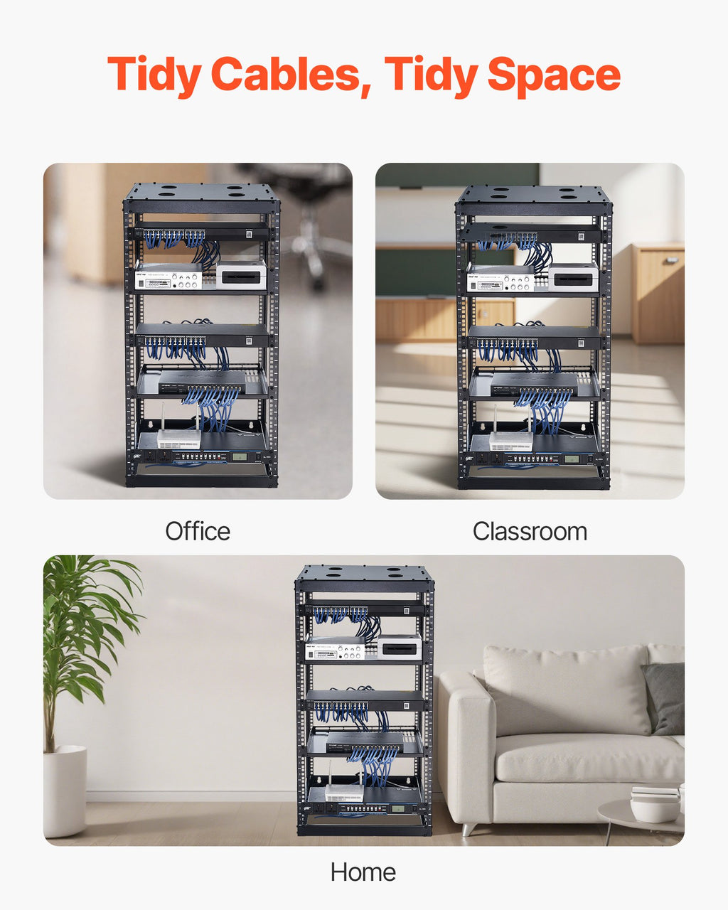 20U Open Frame Network Rack, 585 mm Depth, Wall Mounted or Floor