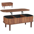 1000 mm Lift Top Coffee Table, Fluted Oval Coffee Table with 3 Hidden