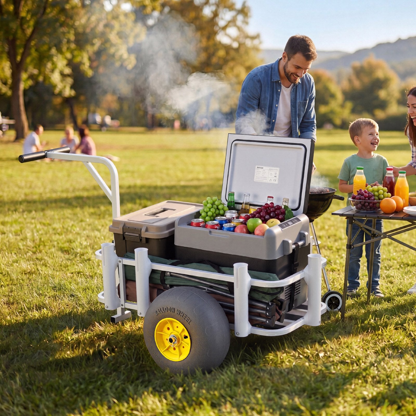 Beach Fishing Cart, 90.7 kg Load Capacity, Fishing Cart Wagon with